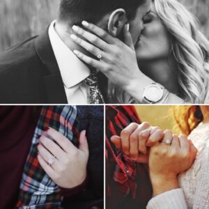 three images of engagement rings